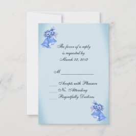 Dainty Blue Wedding Bells RSVP Kaartje