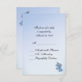 Dainty Blue Wedding Bells RSVP met Entree (Voorkant / Achterkant)