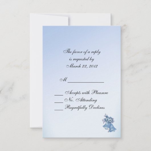 Dainty Blue Wedding Bells RSVP met Entree Kaartje (Voorkant)