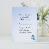 Dainty Blue Wedding Bells RSVP met Entree Kaartje (Staand voorkant)