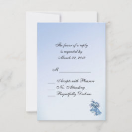 Dainty Blue Wedding Bells RSVP met Entree Kaartje