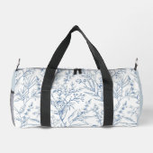 Dainty Blue & White Floral Monogram Duffel Bag Plunjezak (Achterkant)