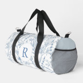 Dainty Blue & White Floral Monogram Duffel Bag Plunjezak (Rechterhoek)