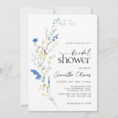 Dainty Blue Wild Flowers Eenvoudig Navy Vrijgezell Kaart (Voorkant)