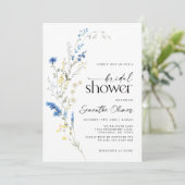 Dainty Blue Wild Flowers Eenvoudig Navy Vrijgezell Kaart (Staand voorkant)