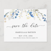 Dainty Blue Wild Flowers Navy Floral Bewaar de dat Aankondigingskaart (Voorkant)