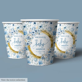 Dainty Boho Dusty Blue Gold Baby shower Papieren k Papieren Bekers