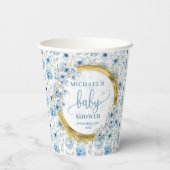 Dainty Boho Dusty Blue Gold Baby shower Papieren k Papieren Bekers (Achterkant)