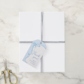Dainty Bow golvende blauwe jongens baby shower bed Cadeaulabel (Met Touw)