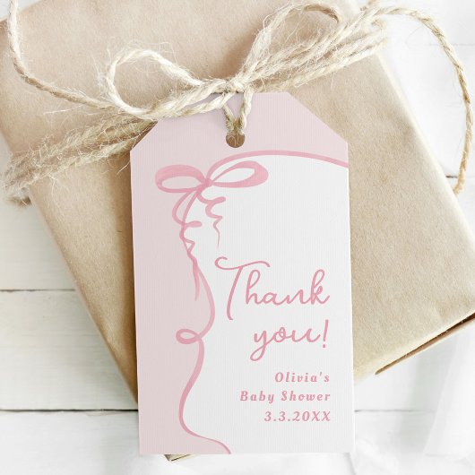 Dainty Bow golvende roze minimale meisje dank u Cadeaulabel