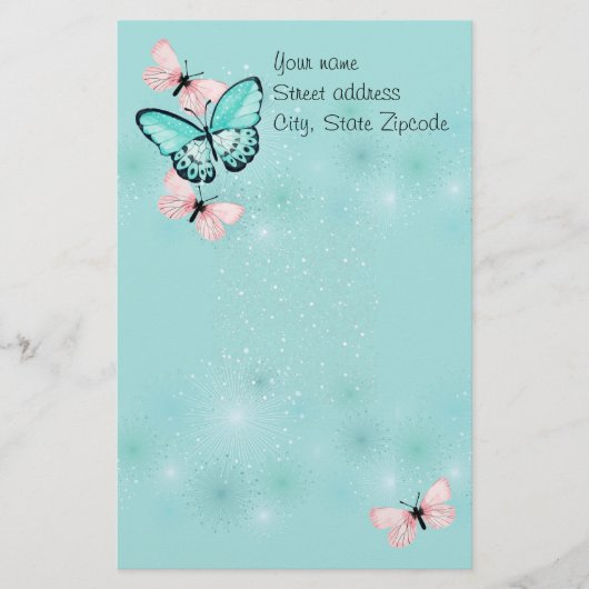 Dainty Butterflies gepersonaliseerd Briefpapier (Voorkant)