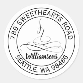 Dainty Calligraphy Wedding Round Address Sticker