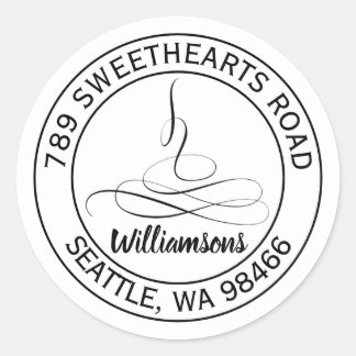 Dainty Calligraphy Wedding Round Address Sticker