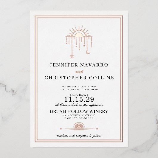 Dainty Celestial Details met Uitnodiging voor een  (Voorkant)