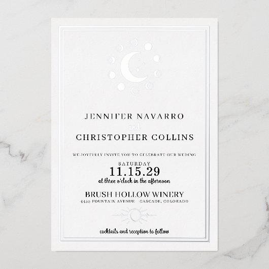Dainty Celestial met foto bruiloft uitnodiging (Voorkant)