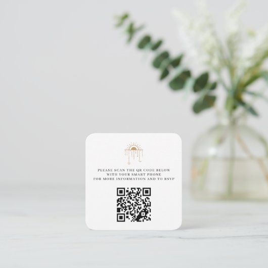 Dainty Celestial Wedding QR-code Informatiekaartje (Staand voorkant)