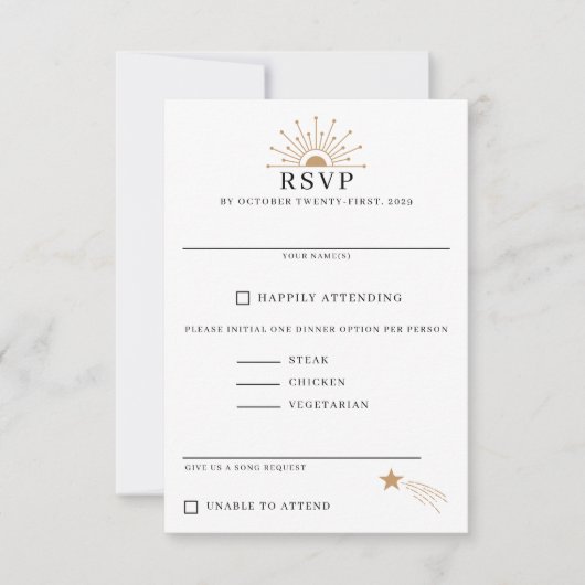Dainty Celestial Wedding RSVP Kaartje (Voorkant)