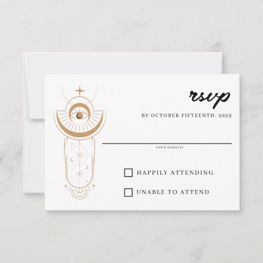 Dainty Celestial Wedding RSVP Kaartje (Voorkant)
