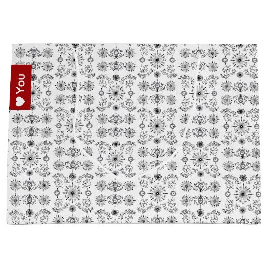 Dainty Charcoal and Crème Motif Groot Cadeauzakje (Voorkant)