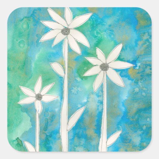 Dainty Daisies I Vierkante Sticker (Voorkant)