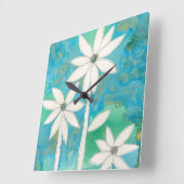 Dainty Daisies II Vierkante Klok (Hoek)