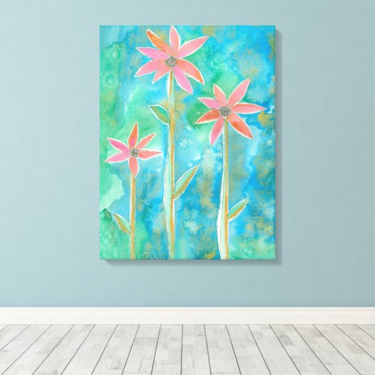 Dainty Daisies III Canvas Afdruk (Insitu (Houten vloer))