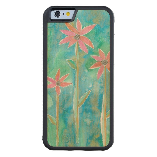 Dainty Daisies III Carved Wood iPhone Hoesje (Achterkant)