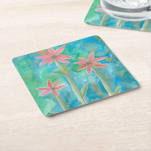 Dainty Daisies III Kartonnen Onderzetters (Schuin)