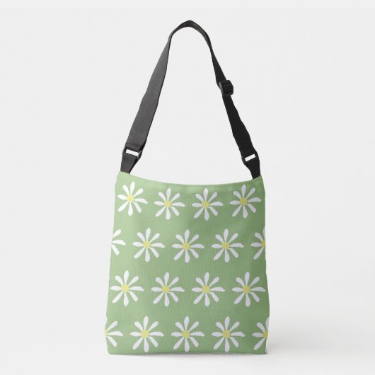 Dainty Daisy Crossbody Bag (Sage Green & White) Crossbody Tas (Voorkant)