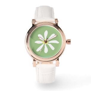 Dainty Daisy Horloge (Sage Groen & Wit)