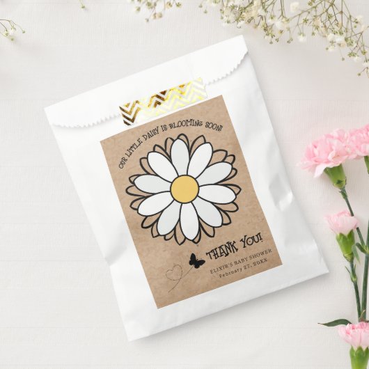 Dainty Daisy Minimalist Craft Baby shower Bedankzakje (Gezegeld)
