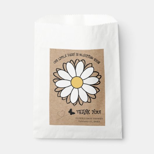 Dainty Daisy Minimalist Craft Baby shower Bedankzakje (Voorkant)