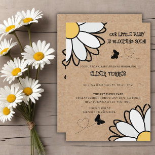 Dainty Daisy Minimalist Craft Baby shower Kaart