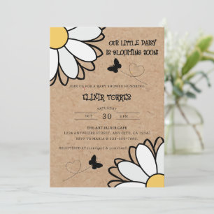 Dainty Daisy Minimalist Craft Baby shower Kaart