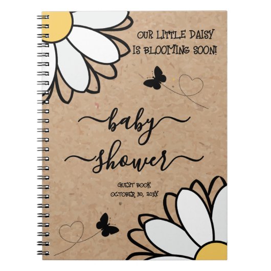 Dainty Daisy Minimalist Craft Baby shower Notitieboek (Voorkant)