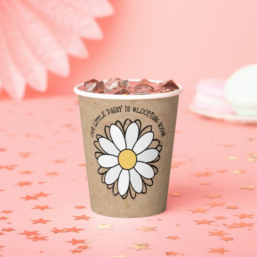 Dainty Daisy Minimalist Craft Baby shower Papieren Bekers (Insitu)