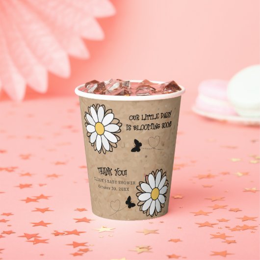 Dainty Daisy Minimalist Craft Baby shower Papieren Bekers (Insitu)