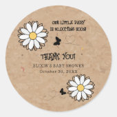 Dainty Daisy Minimalist Craft Baby shower Ronde Sticker (Voorkant)