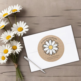 Dainty Daisy Minimalist Craft Baby shower Ronde Sticker