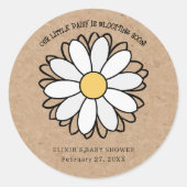 Dainty Daisy Minimalist Craft Baby shower Ronde Sticker (Voorkant)
