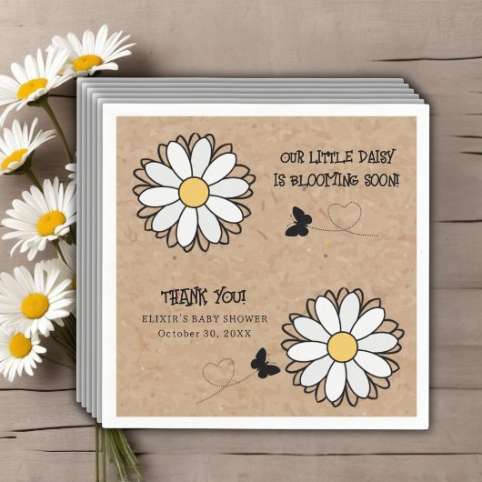 Dainty Daisy Minimalist Craft Baby shower Servet