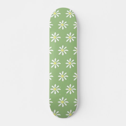 Dainty Daisy Skateboard (Sage Groen & Wit) (Voorkant)
