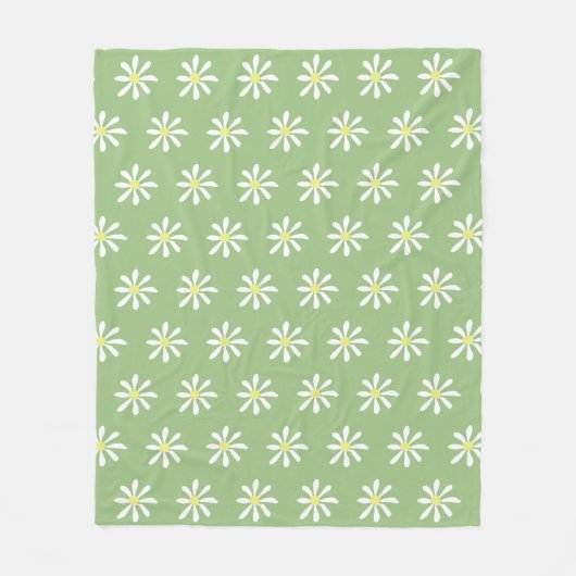 Dainty Daisy Throw Blanket (Sage Green & White) Fleece Deken (Voorkant)