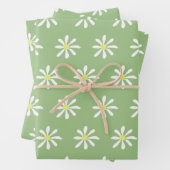 Dainty Daisy Wrapping Paper (Sage Green & White) (In situ)