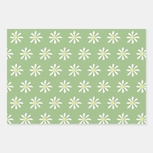 Dainty Daisy Wrapping Paper (Sage Green & White) (Voorkant)