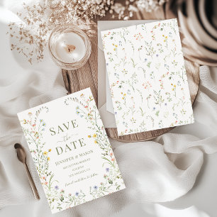 Dainty Delicate Floral Wildflower Bewaar de datum Kaart