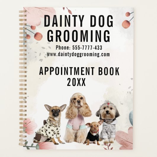 Dainty Dog Grooming Business Appointing Planner (Voorkant)