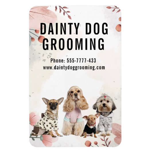 Dainty Dog Grooming Business Magneet (Verticaal)