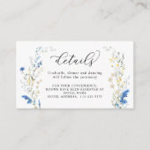 Dainty Dusty Blue Wild Flower Boho Wedding Details Informatiekaartje (Voorkant)