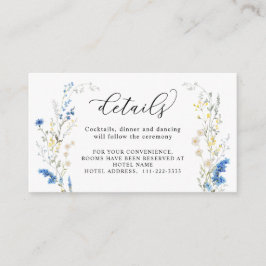Dainty Dusty Blue Wild Flower Boho Wedding Details Informatiekaartje